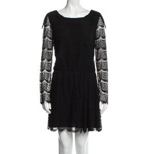 Marissa Webb Amit Lace Scoop Neck Long Sleeve Dress in Black XS